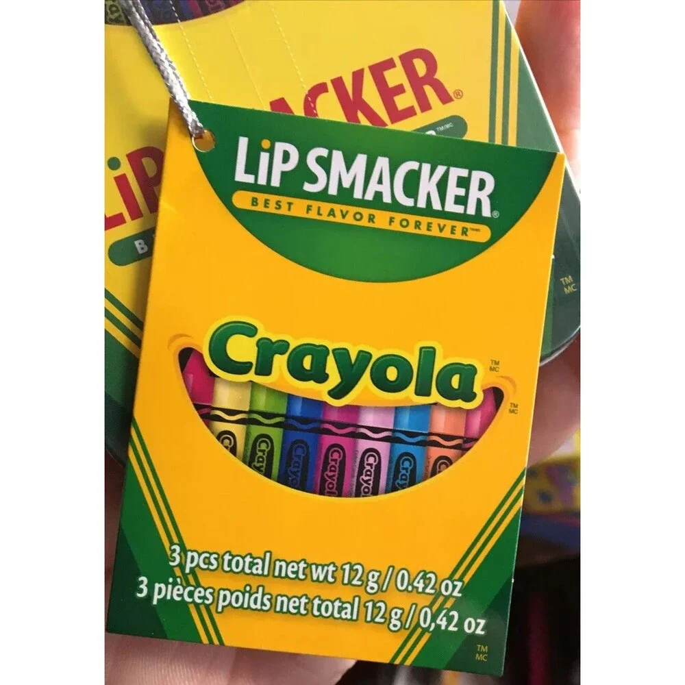 Lip Smacker Crayola 3 Pc Lip Balm Tin Razzmatazz, Banana, Granny Smith